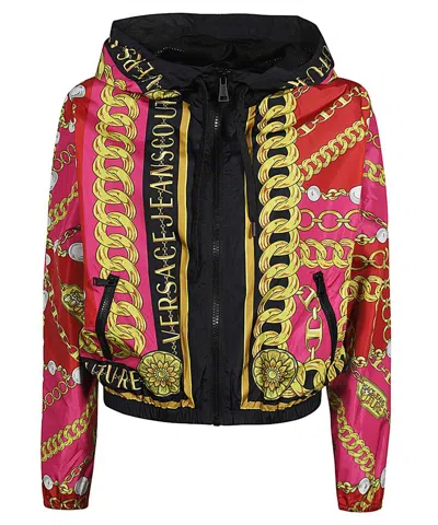 Versace Jeans Couture Technical Fabric Hooded Jacket In Multi