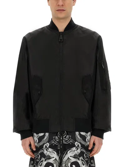 Versace Jeans Couture Technical Fabric Jacket For Men In Black