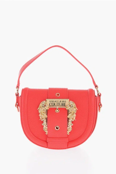 Versace Jeans Couture Texture Faux Leather Shoulder Bag With Maxi Go In Red