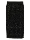Versace Jeans Couture Textured Black Midi Skirt With Embossed Waistband In Black
