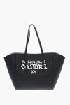 Versace Jeans Couture Textured Faux Leather Maxi Tote Bag With Clout In Black