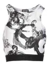 Versace Jeans Couture Magazine-print Crop Top In White