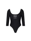 Versace Jeans Couture Bodysuit With Logo Print In Black