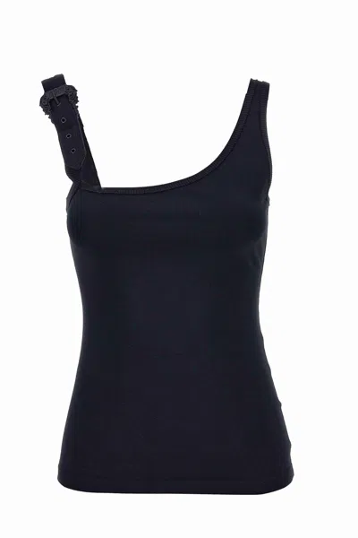 Versace Jeans Couture Buckle-strap Vest Top In E899 Black
