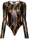 Versace Jeans Couture Chain Couture Bodysuit In Black