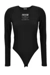 Versace Jeans Couture Bodysuit With Scoop Neckline And Three-quarter Sleeves In Black