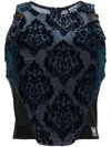 Versace Jeans Couture Ocean Top With Baroque Buckle Detail In Blue