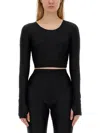 Versace Jeans Couture Long-sleeved Cropped Top In Black