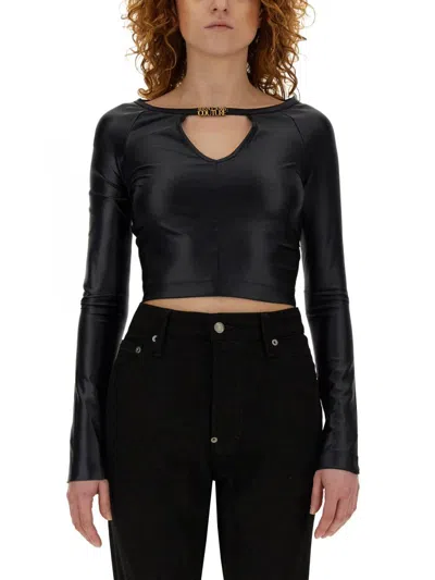 Versace Jeans Couture Top Cropped In Black