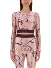 Versace Jeans Couture Top Cropped In Pink