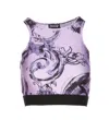 Versace Jeans Couture Baroque-print Cropped Racerback Top In Purple