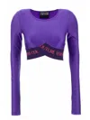 Versace Jeans Couture Cropped-top Mit Logo-bund In Purple