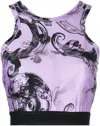 Versace Jeans Couture Baroque-print Cropped Racerback Top In Multi