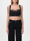 Versace Jeans Couture Black Baroque Buckle Denim Bustier In 黑色
