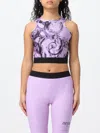 Versace Jeans Couture Cropped Top With Luxurious Fabric Blend And Distinctive Print In Violet