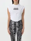 Versace Jeans Couture White Top With Logo And Cap Sleeves In Weiss