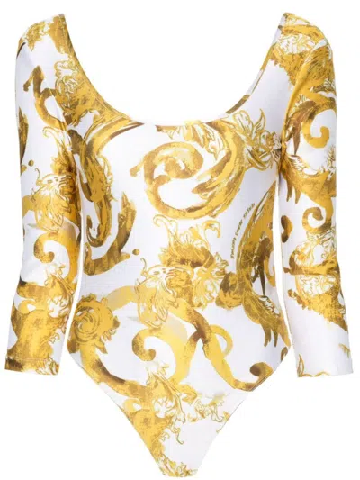 Versace Jeans Couture Watercolour Couture Bodysuit In White