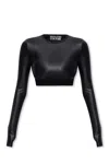 Versace Jeans Couture Logo-underband Crewneck Cropped Top In Black