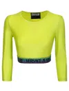 Versace Jeans Couture Logo-trim Detail Cropped Top In Green
