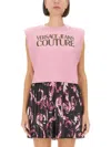 Versace Jeans Couture Graphic Print Pleated Mini Skirt In Pink