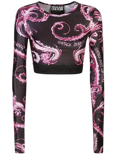 Versace Jeans Couture Black & Pink Chromo Couture Long Sleeve T-shirt