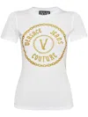 Versace Jeans Couture Glitter Graphic Print Cotton Blend Top In White
