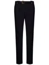 Versace Jeans Couture Tailored Trousers With Elegant Pleats And Statement Belt Buckle In Black