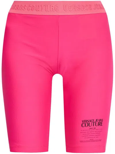 Versace Jeans Couture Logo Print Cycling Shorts In Purple