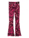 Versace Jeans Couture Flared Burgundy Trousers With Double Buckle Detail In Red