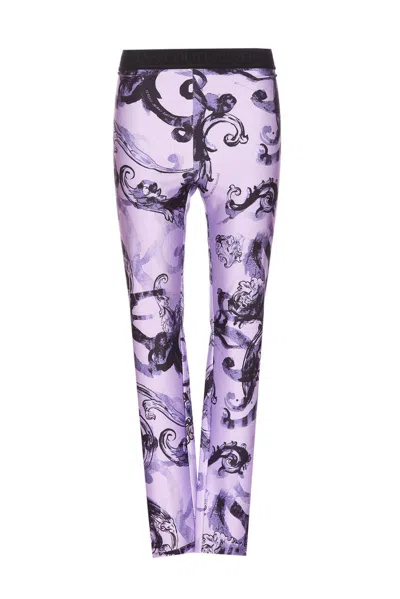 Versace Jeans Couture Leggings Mit Grafischem Print In Purple