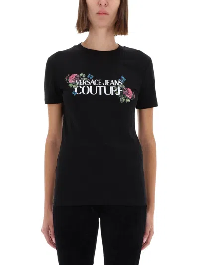 Versace Jeans Couture Tshirt With Logo In Black