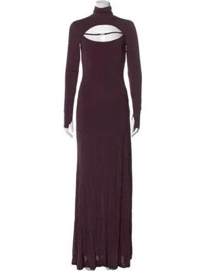 Pre-owned Versace Jeans Couture Turtleneck Long Dress In Purple