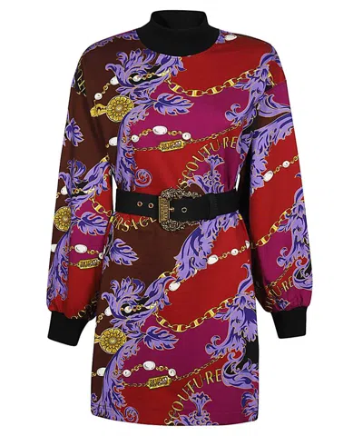 Versace Jeans Couture Turtleneck Sweatdress In Multi