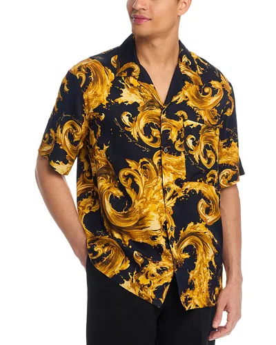 Versace Jeans Couture Twill Barocco Shirt In Black