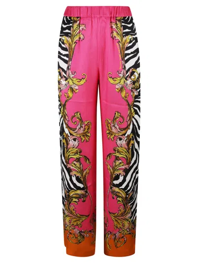 Versace Jeans Couture Twill Zebra Barocco Trousers In Multi