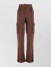 Versace Jeans Couture Utility Cargo Trousers Embellished Buttons In Brown