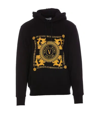 Versace Jeans Couture V-emblem Chain Hoodie In Black