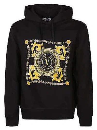 Pre-owned Versace Jeans Couture V-emblem Chain Hoodie In Black/gold