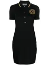 Versace Jeans Couture Embroidered-logo Polo Mini Dress In Black