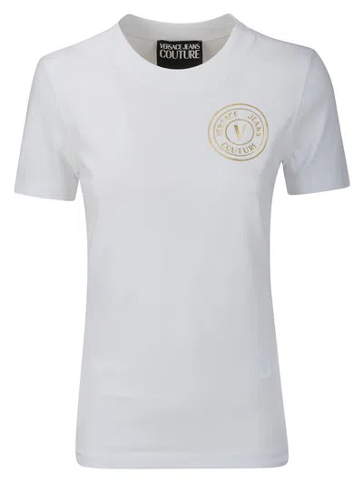 Versace Jeans Couture V-emblem Crewneck Jersey T-shirt In White