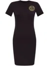 Versace Jeans Couture Cotton Blend Logo Jersey Tee Dress In Black
