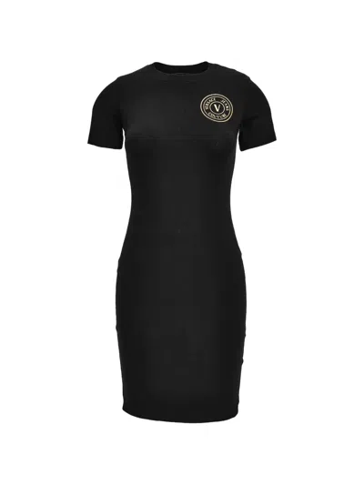 Versace Jeans Couture V-emblem Dress In Black