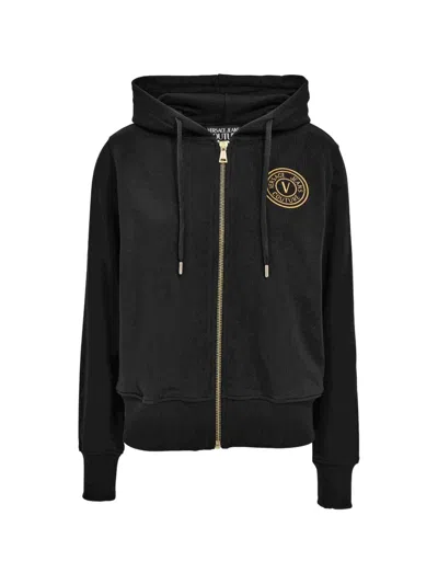 Versace Jeans Couture V-emblem Hoodie In Black