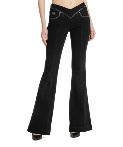 Versace Jeans Couture V-emblem Jeans In Black