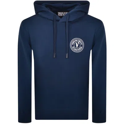 Versace Jeans Couture V Emblem Logo Hoodie Blue