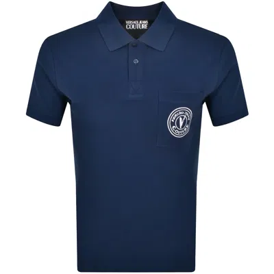 Versace Jeans Couture V Emblem Polo Blue In Navy