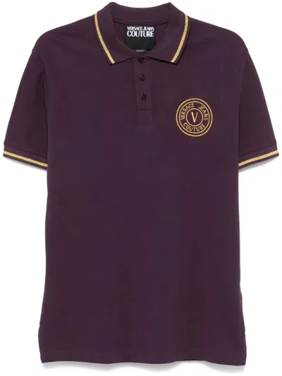 Versace Jeans Couture V-emblem Polo Shirt In Purple