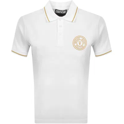 VERSACE JEANS VERSACE JEANS COUTURE V EMBLEM POLO T SHIRT WHITE