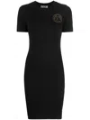 Versace Jeans Couture Black V-emblem Minidress In Black