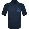 Versace Jeans Couture V Emblem Rubber Shirt Blue In Brown